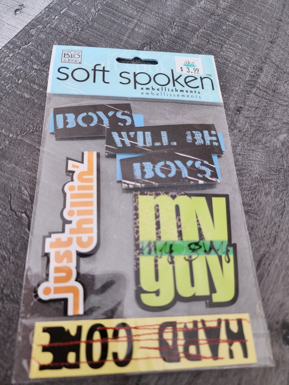 MAMBI Soft Spoken Tag Embellishments Boys Family Guy Stuff RETIRED New #28